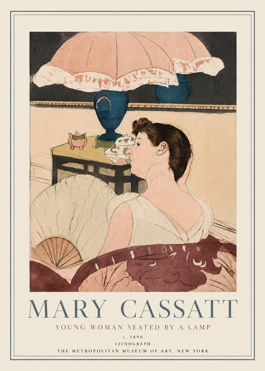 Mary Cassatt Young Woman Seated by a Lamp No3 - Affiche