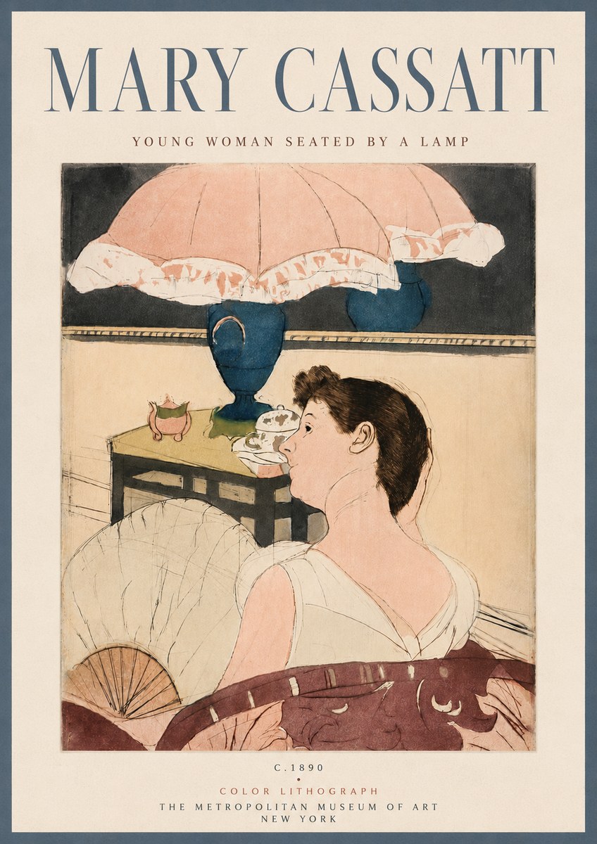 Mary Cassatt Young Woman Seated by a Lamp No6 - Affiche