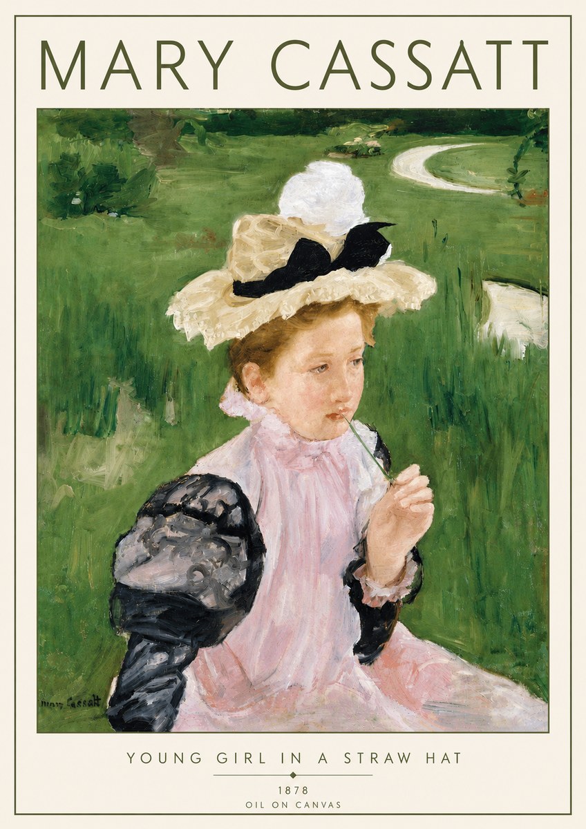 Mary Cassatt Young Girl in a Straw Hat No5 - Affiche