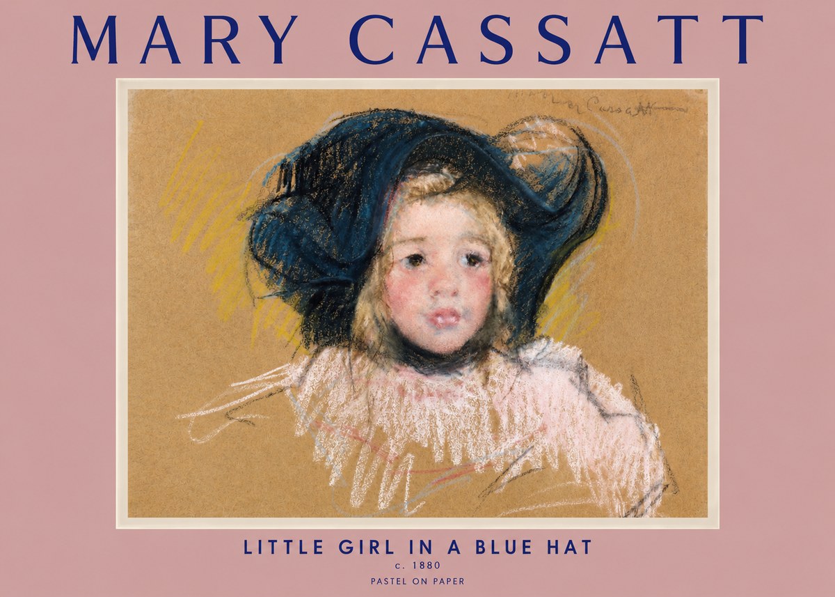 Mary Cassatt Little Girl in a Blue Hat No2 - Affiche