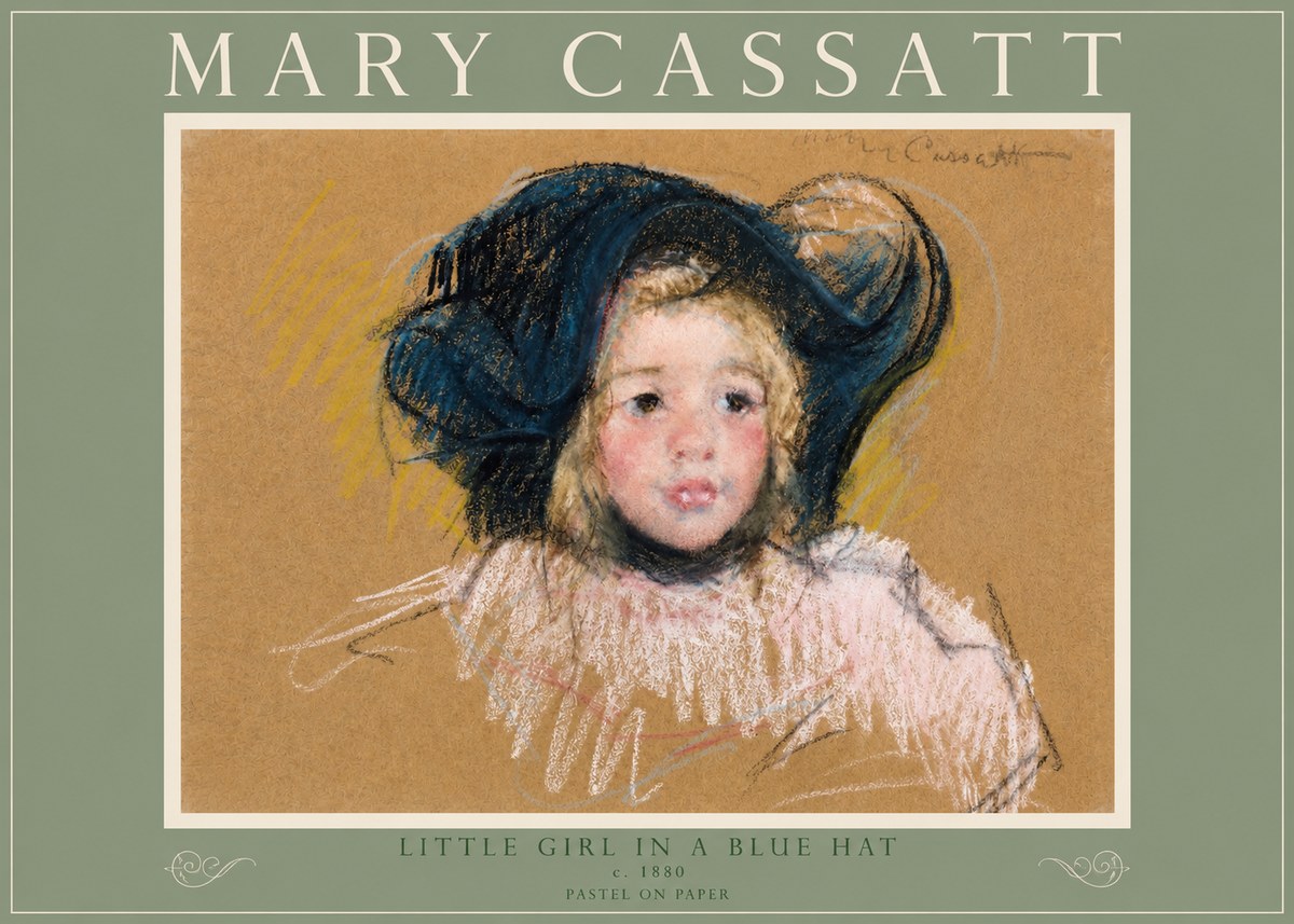 Mary Cassatt Little Girl in a Blue Hat No3 - Affiche