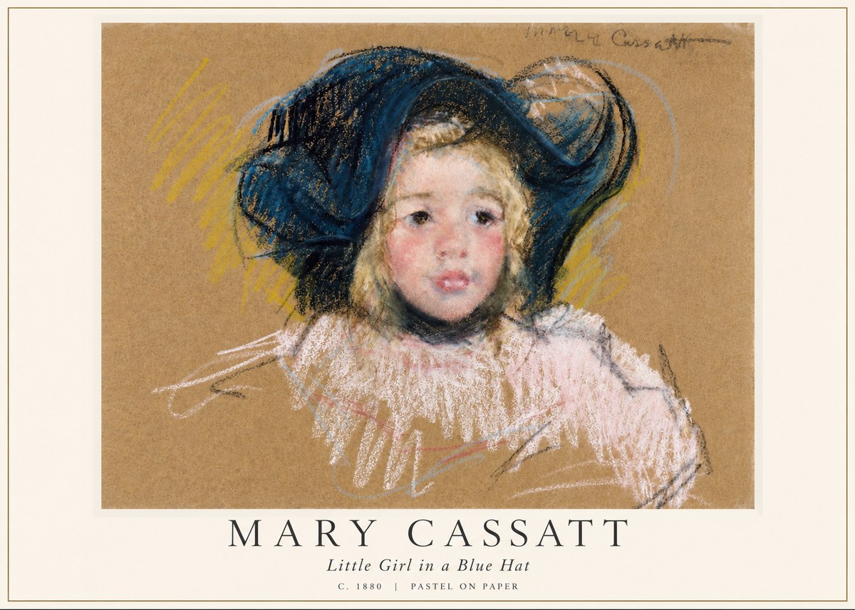 Mary Cassatt Little Girl in a Blue Hat No6 - Affiche