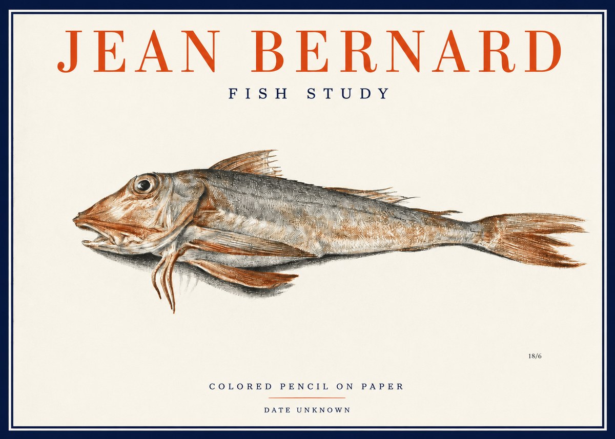 Jean Bernard Fish Study II No2 - Affiche