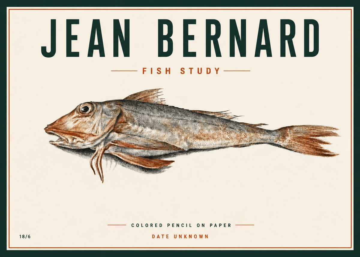 Jean Bernard Fish Study II No4 - Affiche