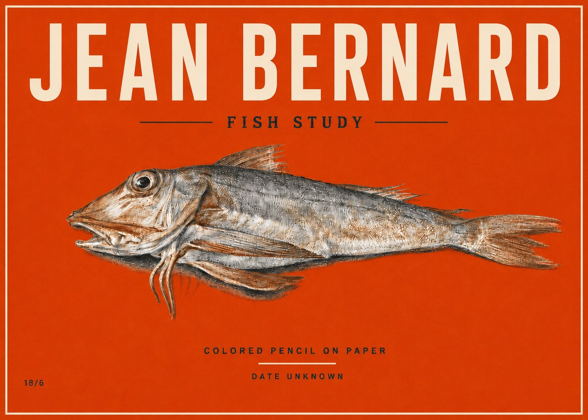 Jean Bernard Fish Study II No5 - Affiche