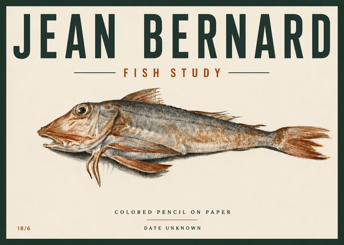 Jean Bernard Fish Study II No6 - Affiche