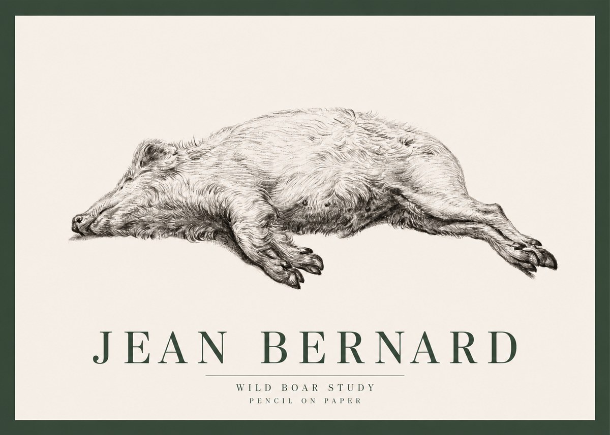 Jean Bernard Wild Boar Study No2 - Affiche