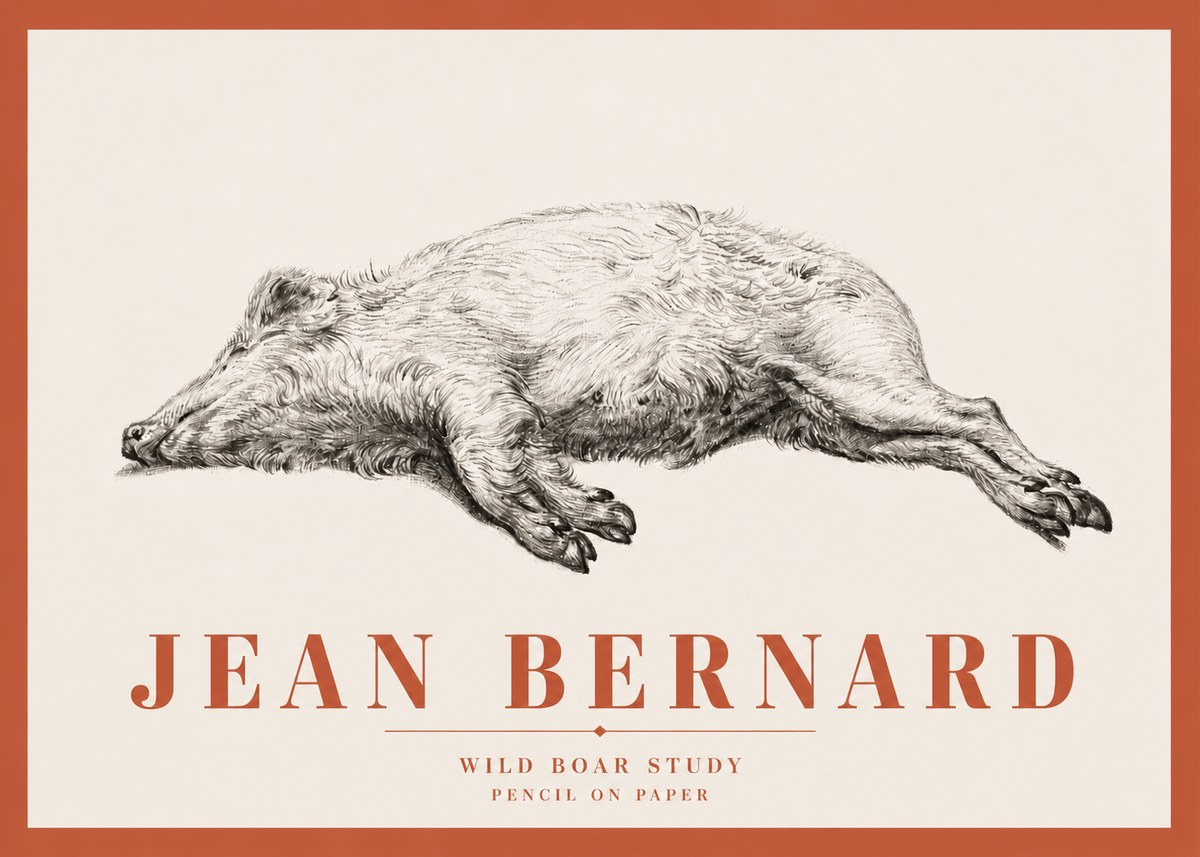 Jean Bernard Wild Boar Study No3 - Affiche
