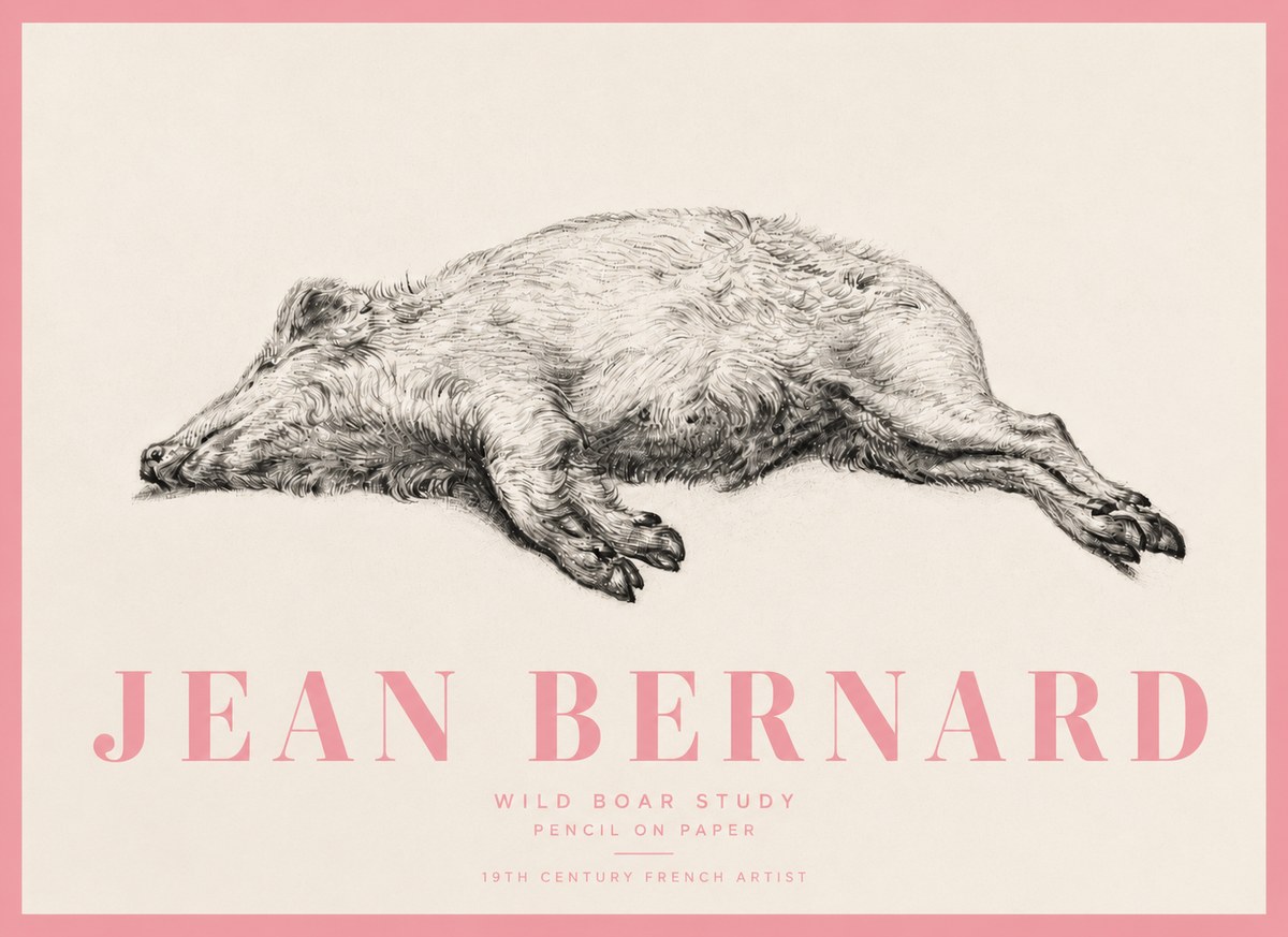 Jean Bernard Wild Boar Study No5 - Affiche