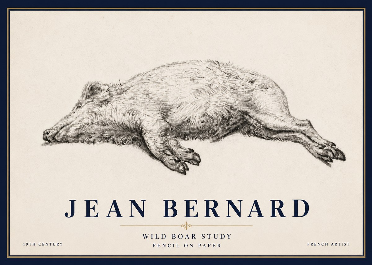 Jean Bernard Wild Boar Study No6 - Affiche