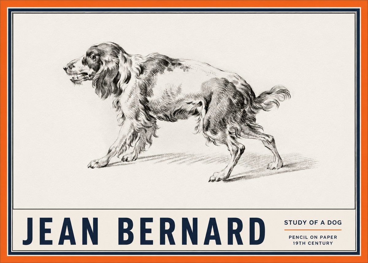 Jean Bernard Study of a Dog V No2 - Affiche