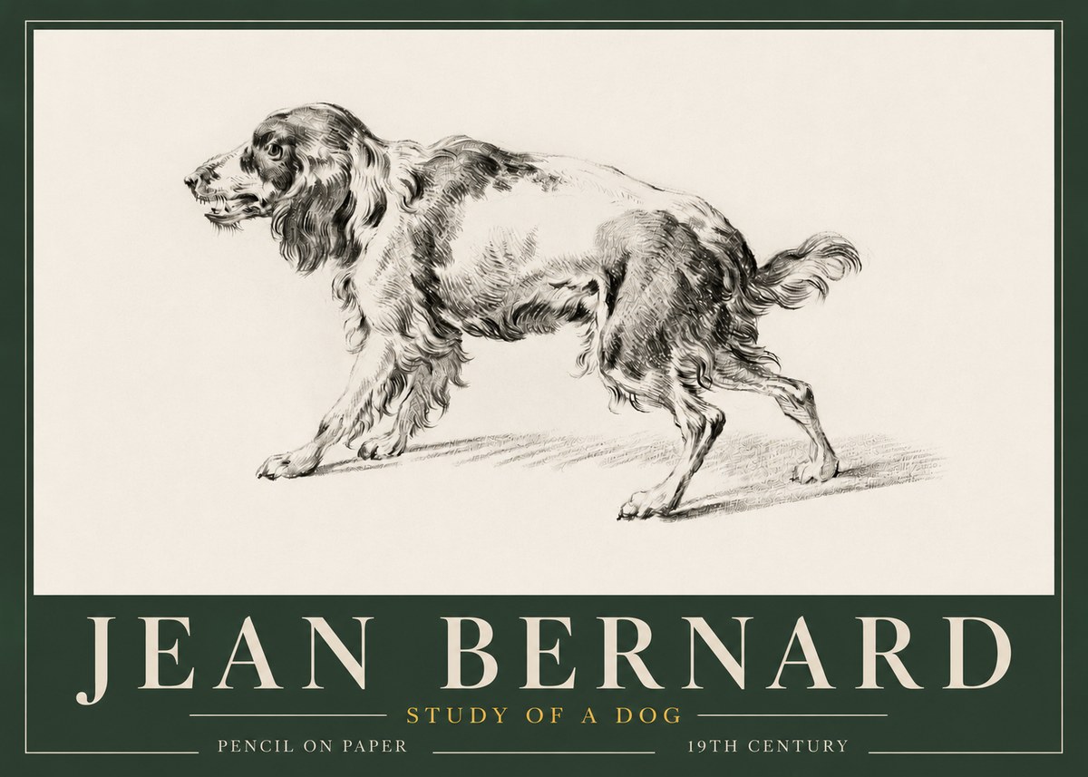 Jean Bernard Study of a Dog V No3 - Affiche