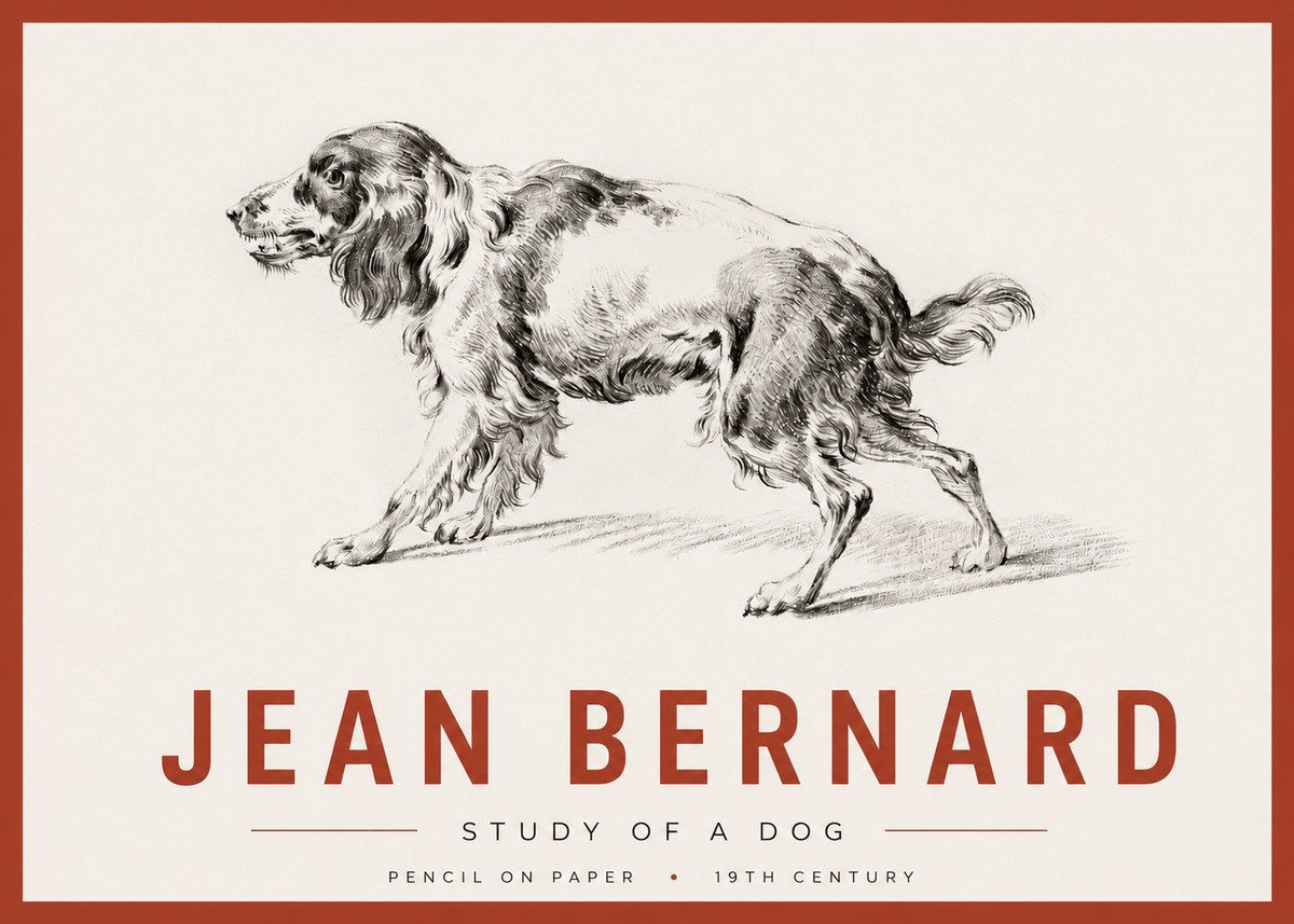 Jean Bernard Study of a Dog V No4 - Affiche