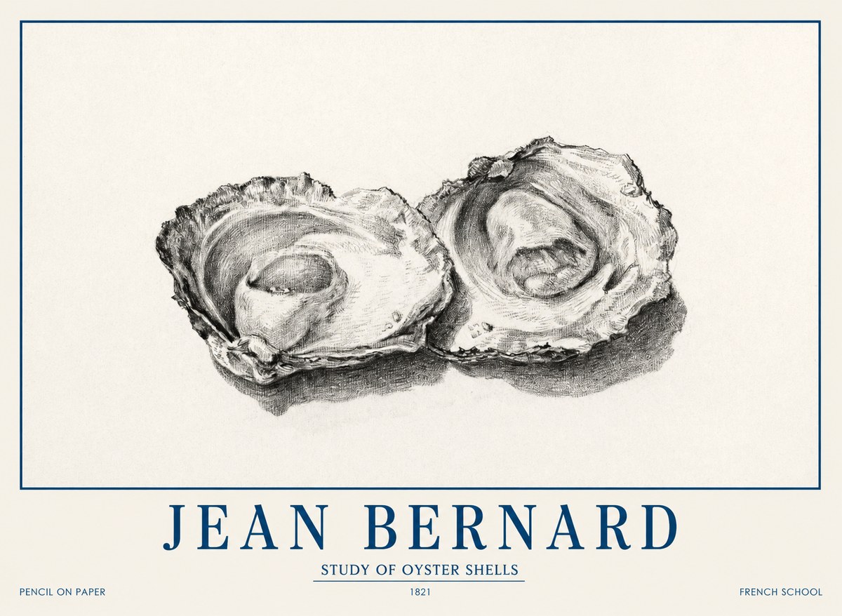 Jean Bernard Study of Oyster Shells No1 - Affiche