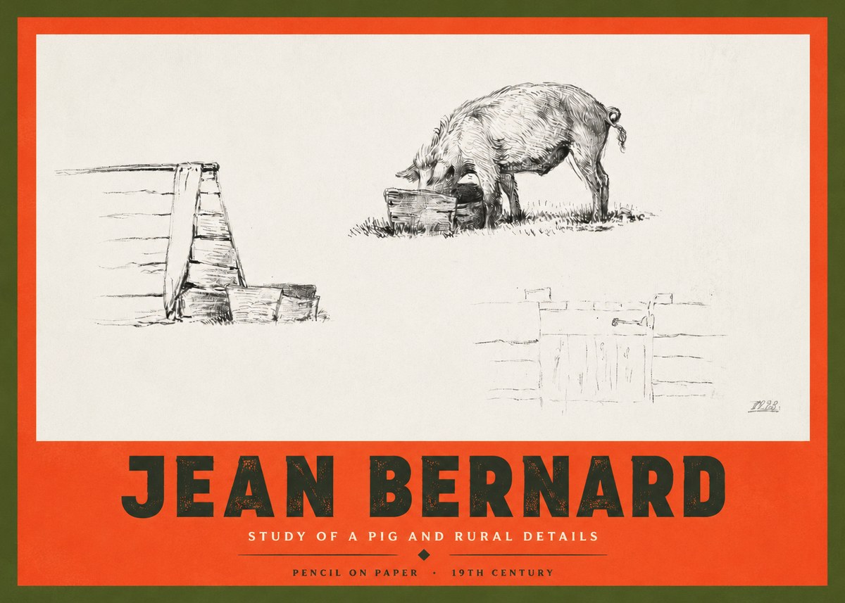 Jean Bernard Pig Study No4 - Affiche