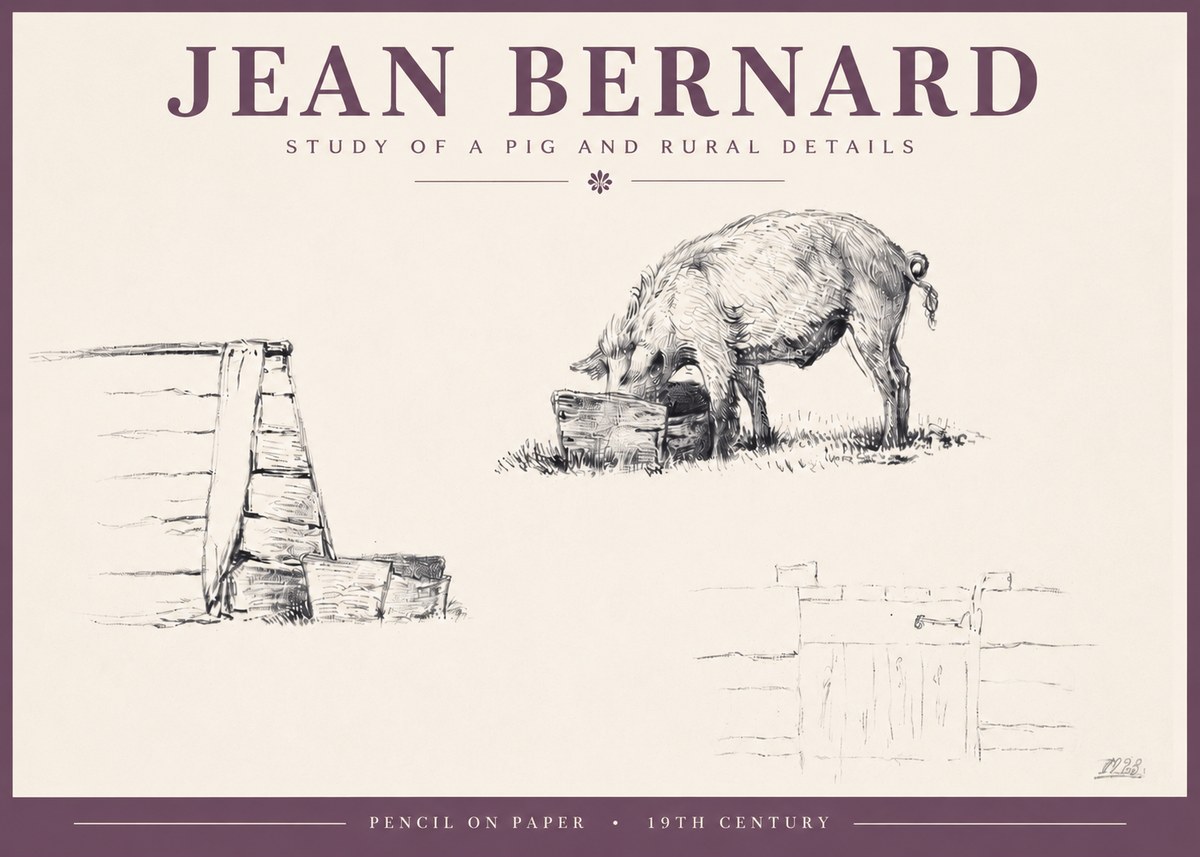 Jean Bernard Pig Study No5 - Affiche