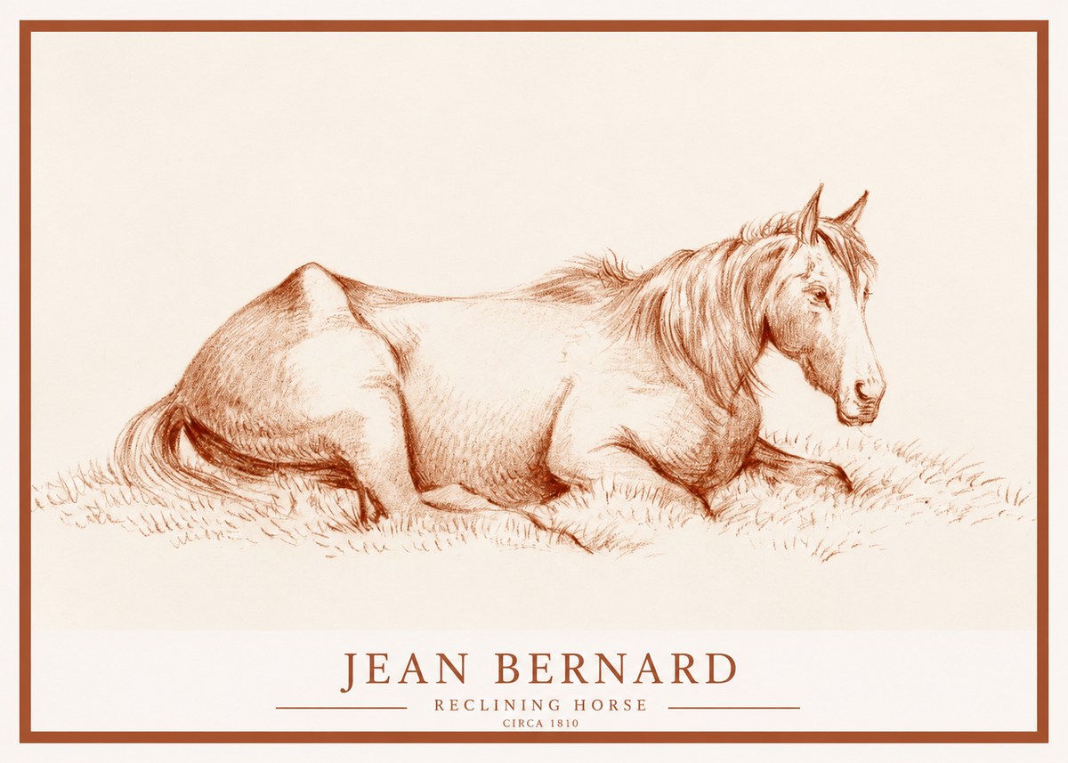 Jean Bernard Reclining Horse No1 - Affiche