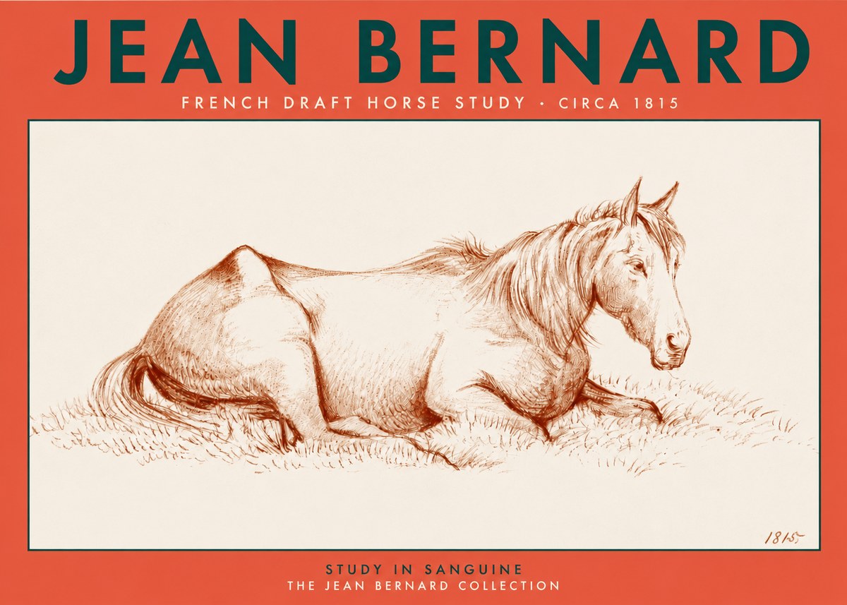 Jean Bernard Reclining Horse No4 - Affiche