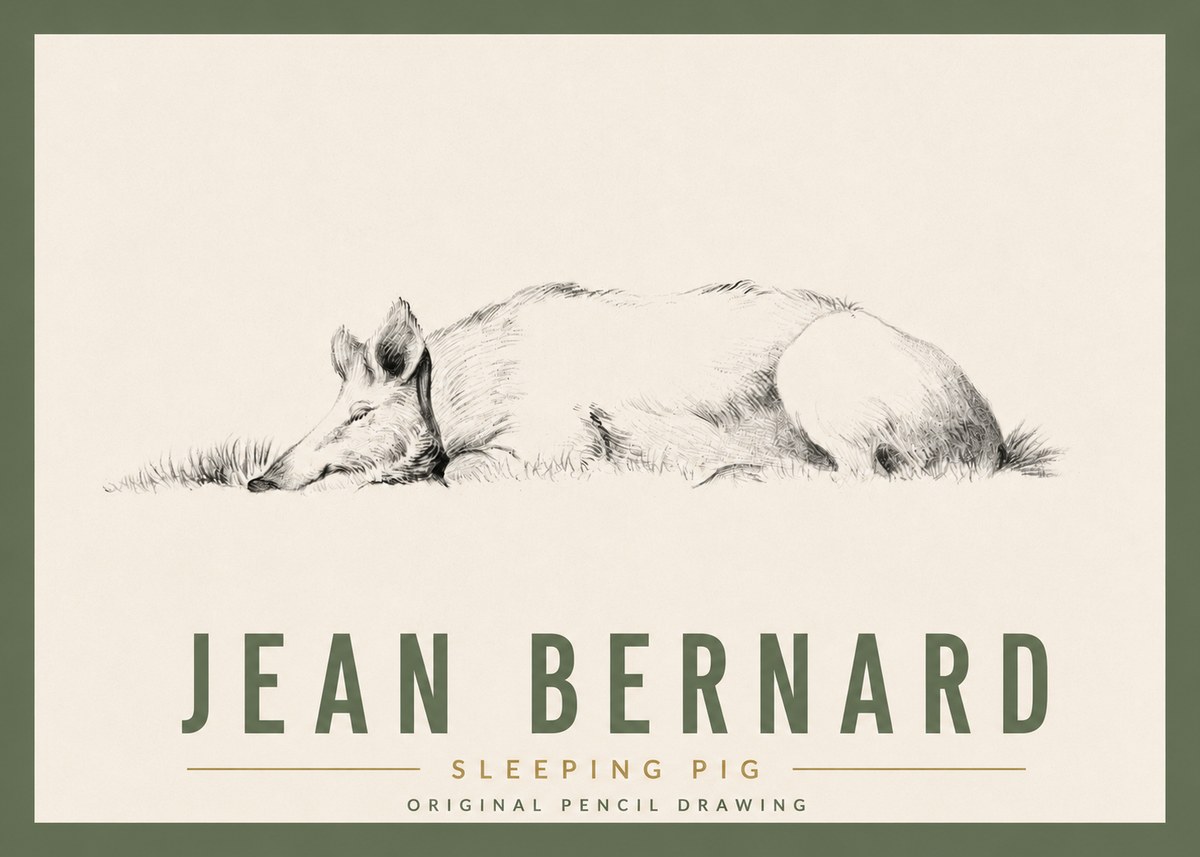 Jean Bernard Sleeping Pig II No5 - Affiche