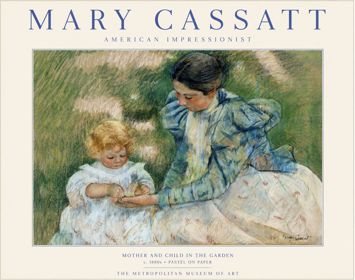 Mary Cassatt Mother and Child in the Garden No1 - Affiche