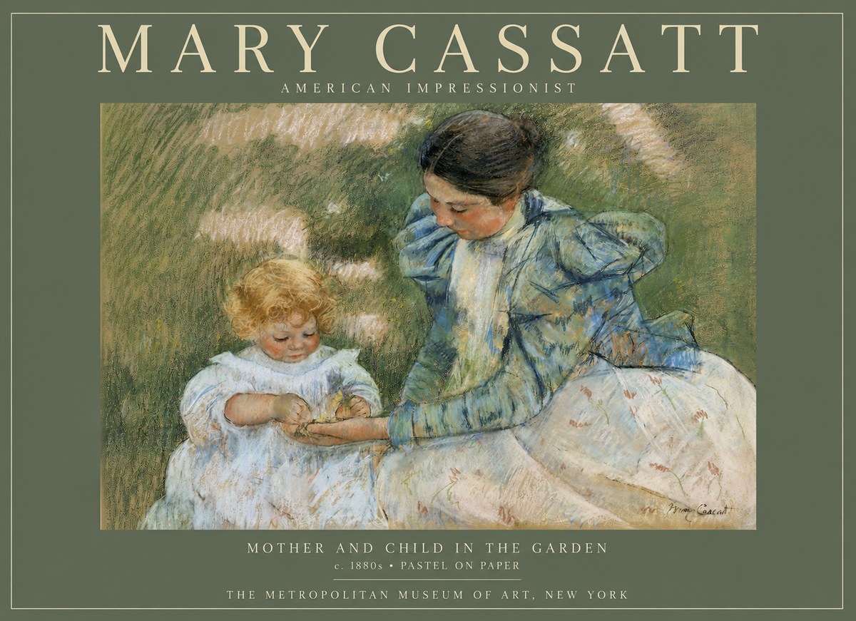 Mary Cassatt Mother and Child in the Garden No2 - Affiche