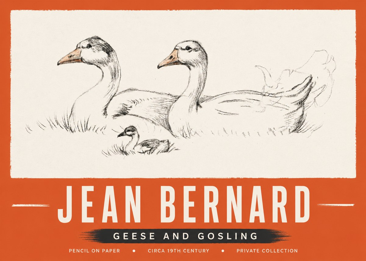 Jean Bernard Study of Geese No5 - Affiche