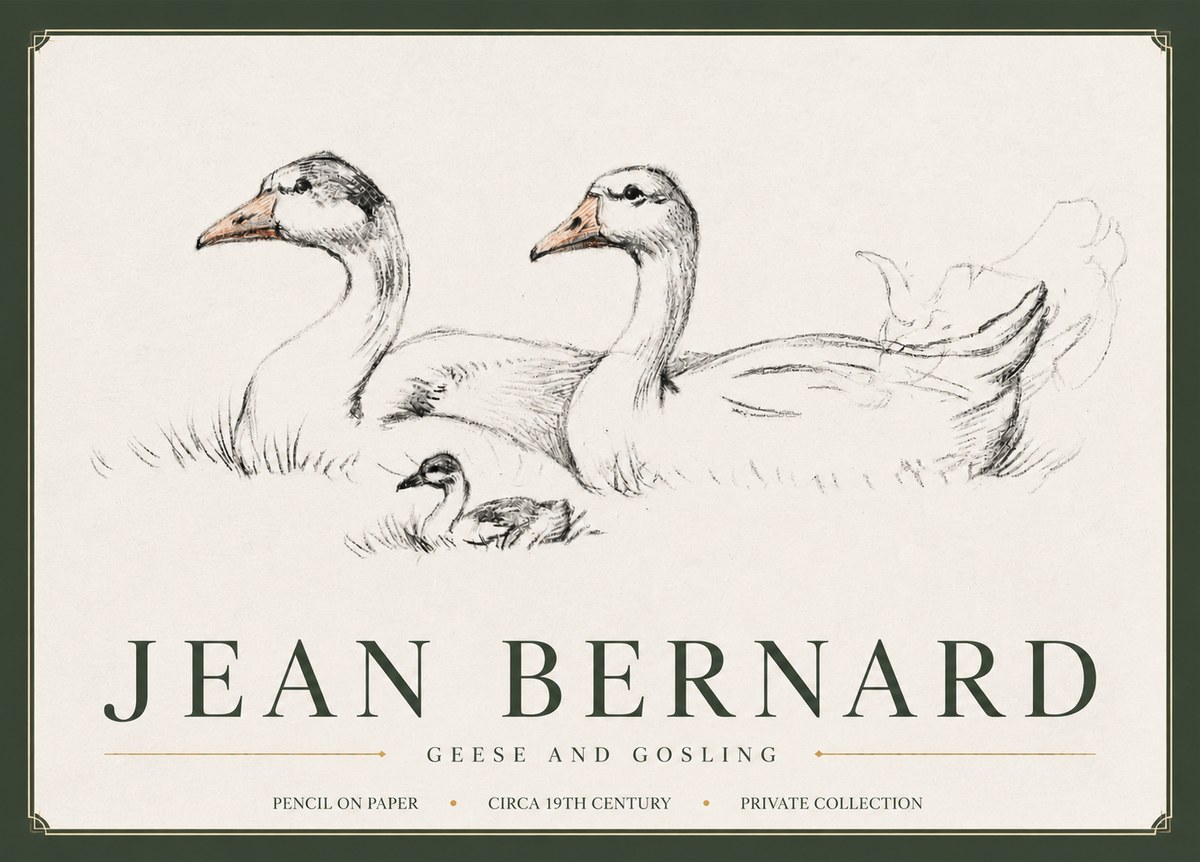 Jean Bernard Study of Geese No6 - Affiche