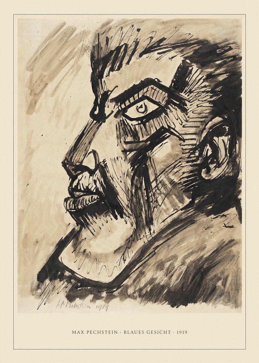 Max Pechstein Blaues Gesicht No3 - Affiche