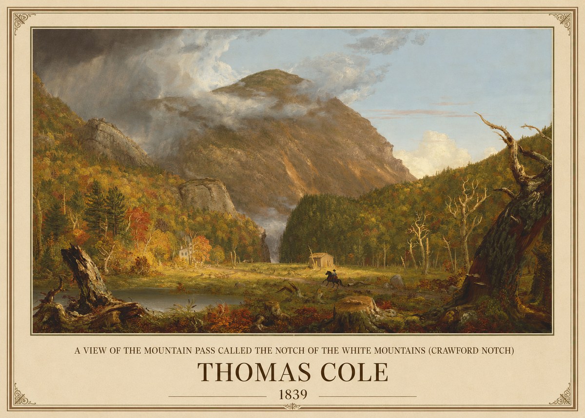 Thomas Cole A View of the Mountain Pass Called the Notch of the White Mountains (Crawford Notch) II No1 - Affiche