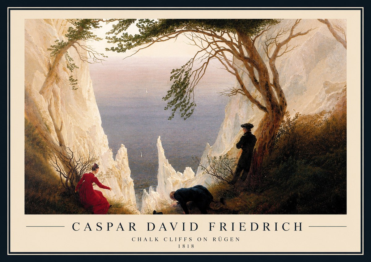 Caspar David Friedrich Chalk Cliffs on Rügen No1 - Affiche