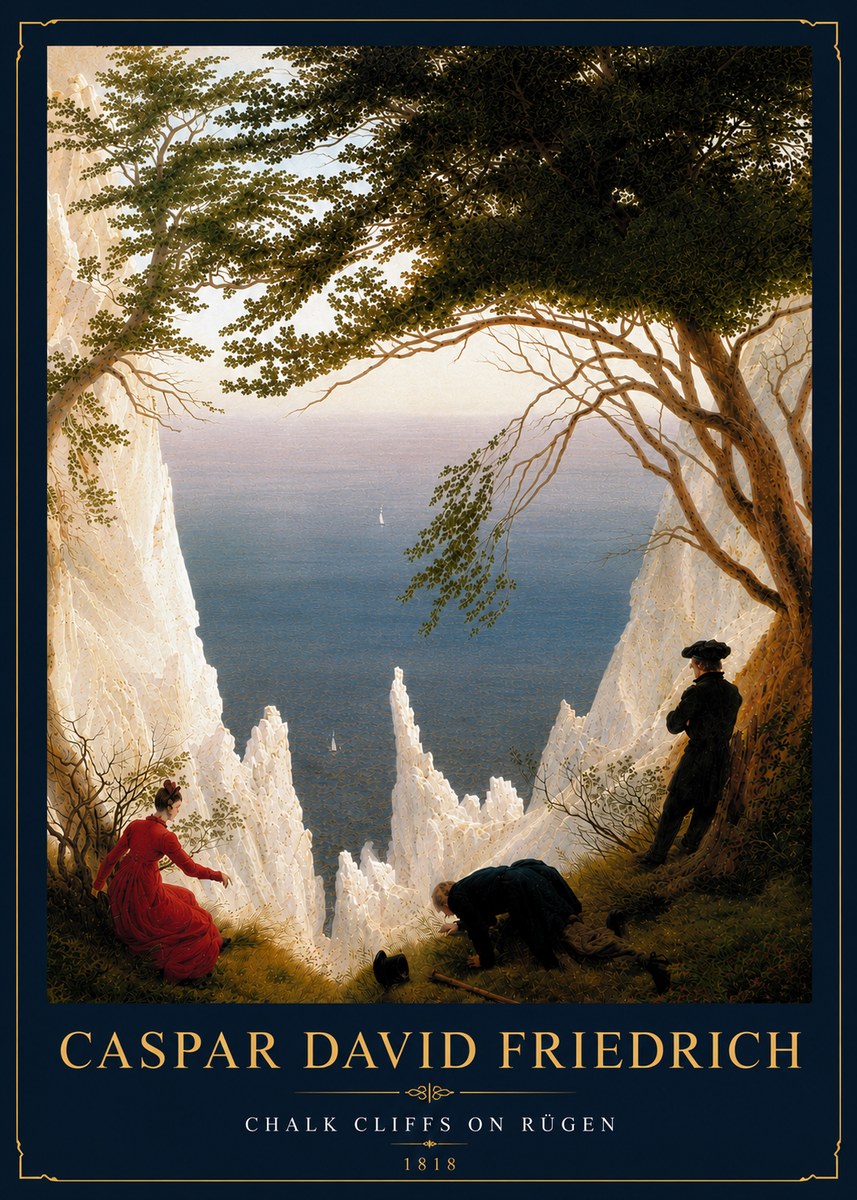 Caspar David Friedrich Chalk Cliffs on Rügen No6 - Affiche