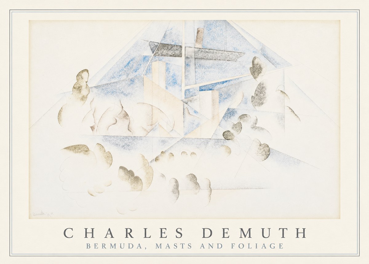 Charles Demuth Bermuda, Masts and Foliage No3 - Affiche