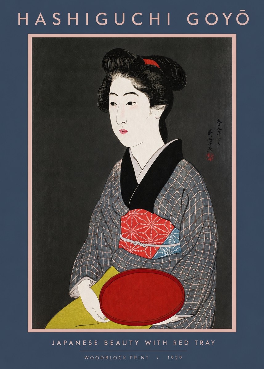 Hashiguchi Goyō Japanese Beauty with Red Tray No2 - Affiche