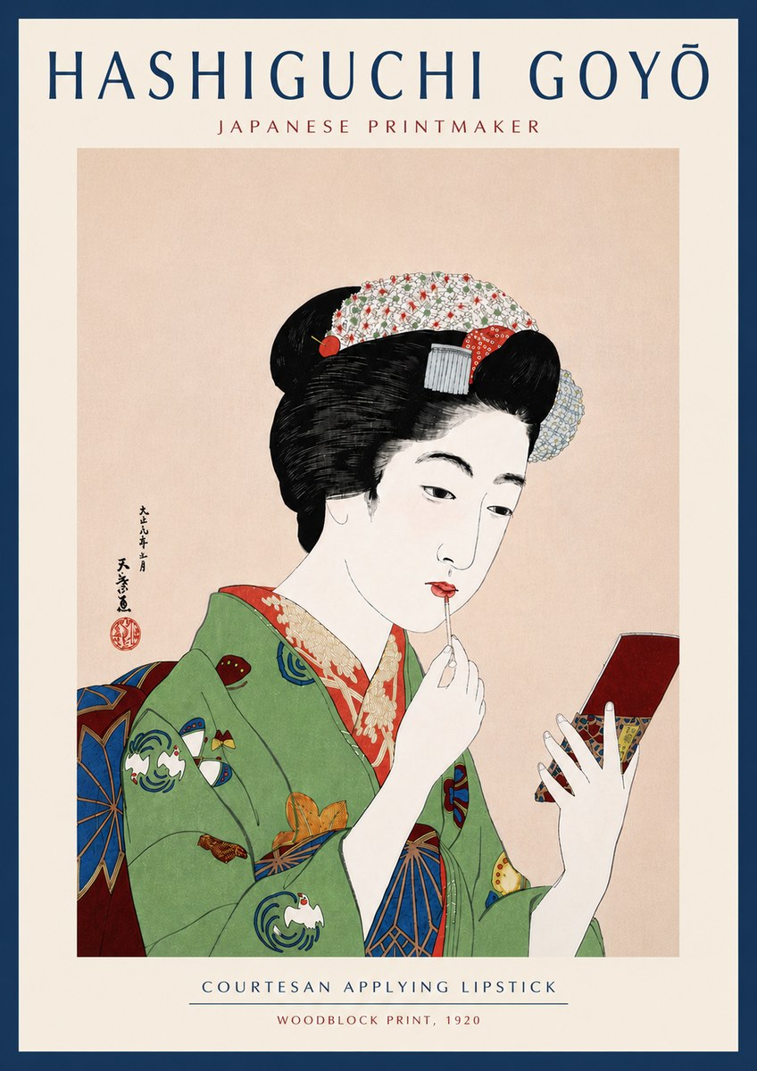 Hashiguchi Goyō Courtesan Applying Lipstick No6 - Affiche
