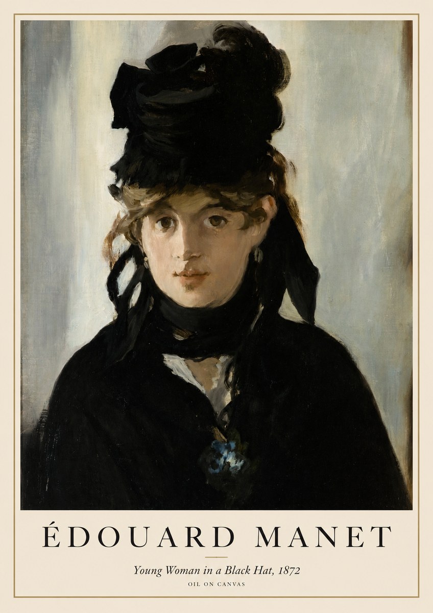 Édouard Manet Young Woman in a Black Hat, 1872 No1 - Affiche