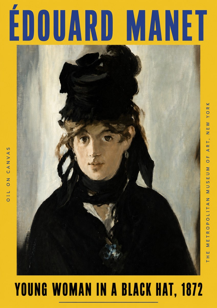 Édouard Manet Young Woman in a Black Hat, 1872 No4 - Affiche