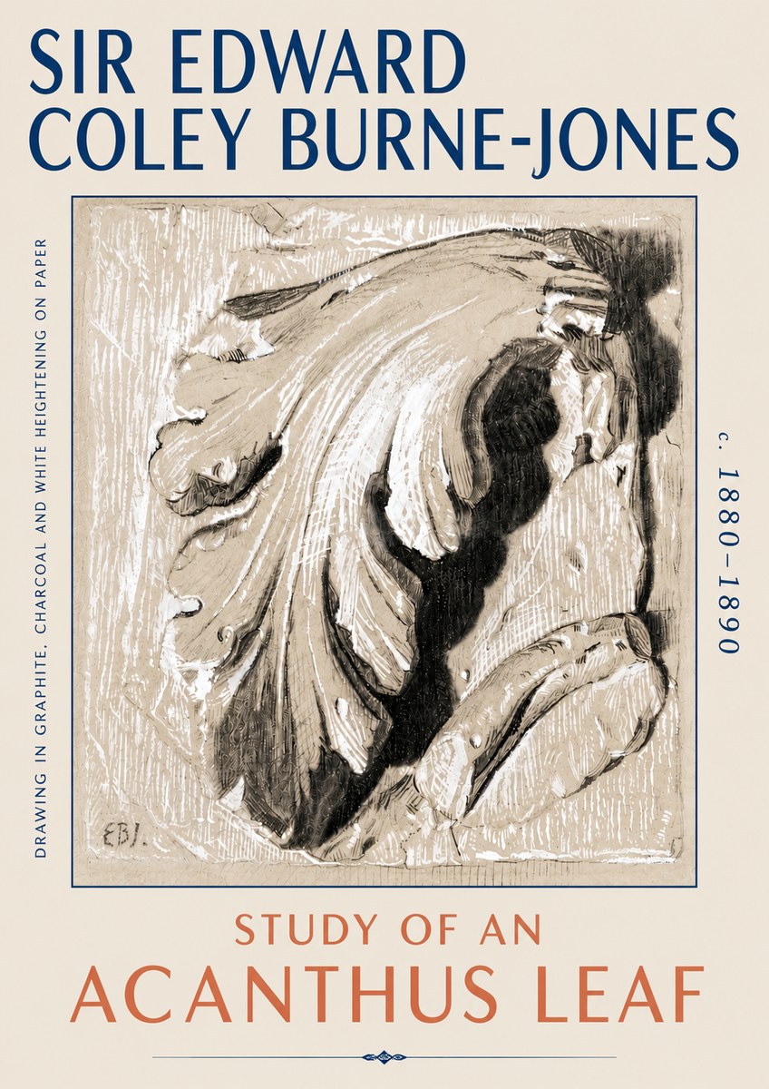 Edward Burne-Jones Study of an Acanthus Leaf No6 - Affiche
