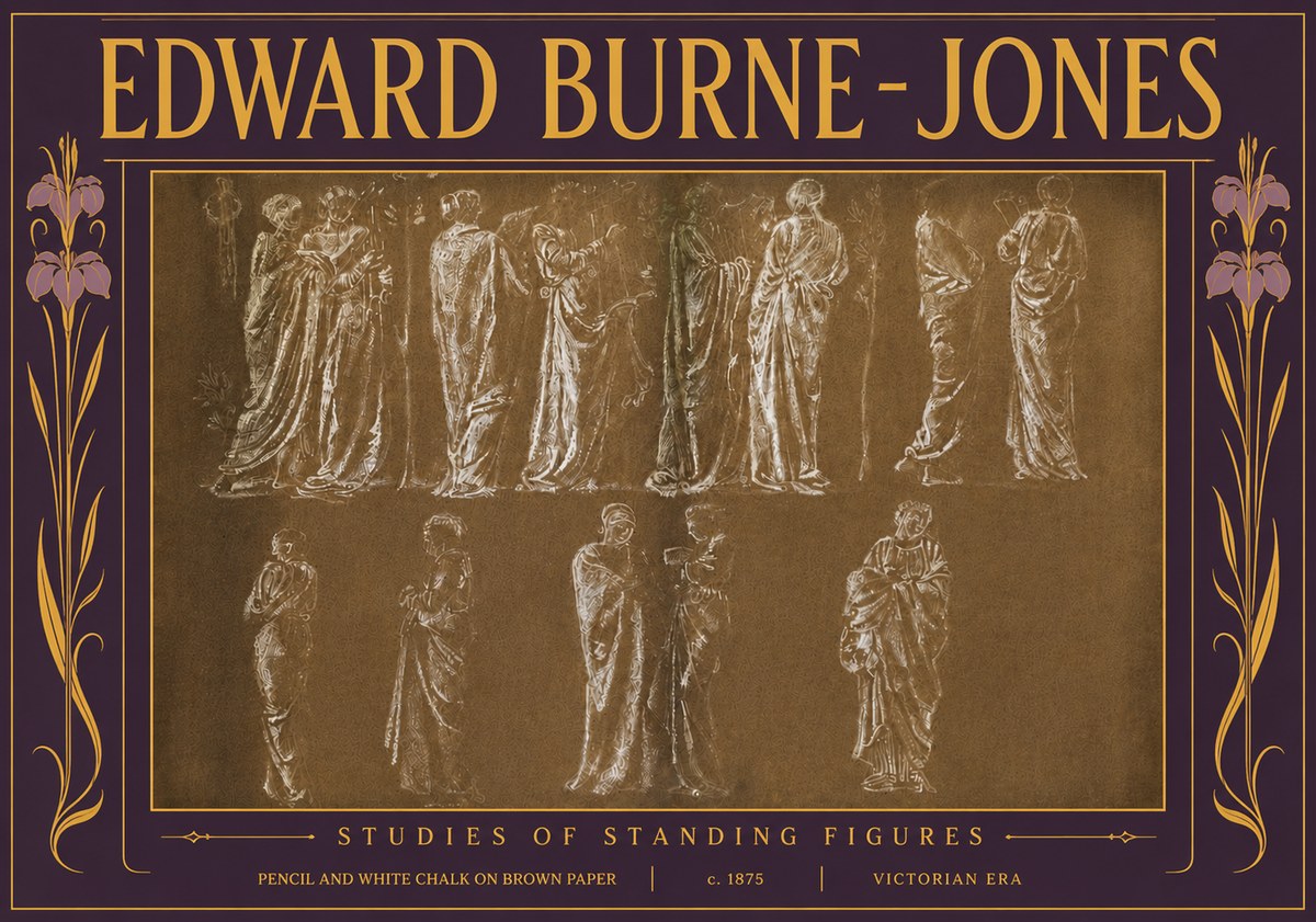 Edward Burne-Jones Studies of Standing Figures No5 - Affiche