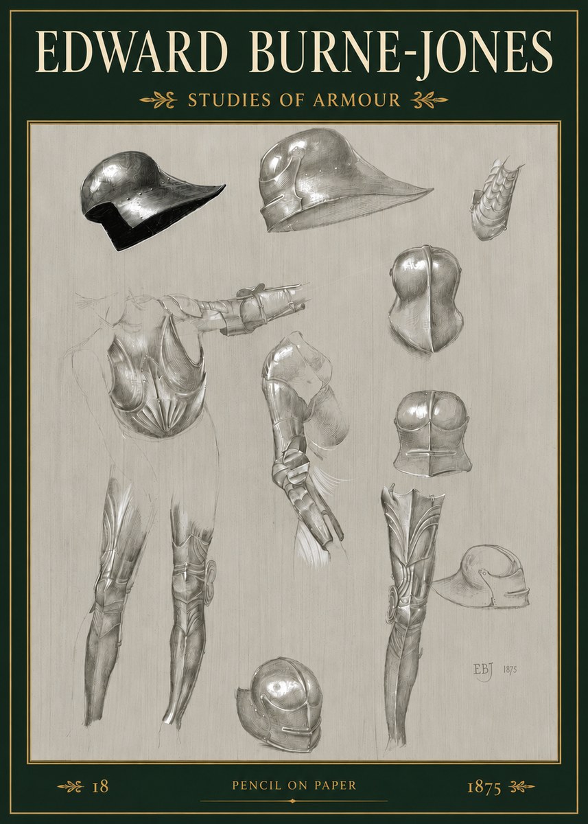 Edward Burne-Jones Studies of Armour No3 - Affiche