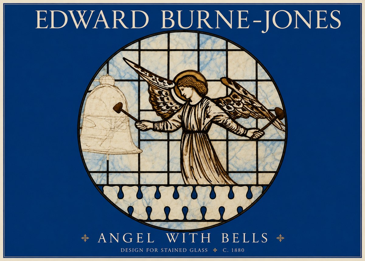 Edward Burne-Jones Angel with Bells (Study) No4 - Affiche