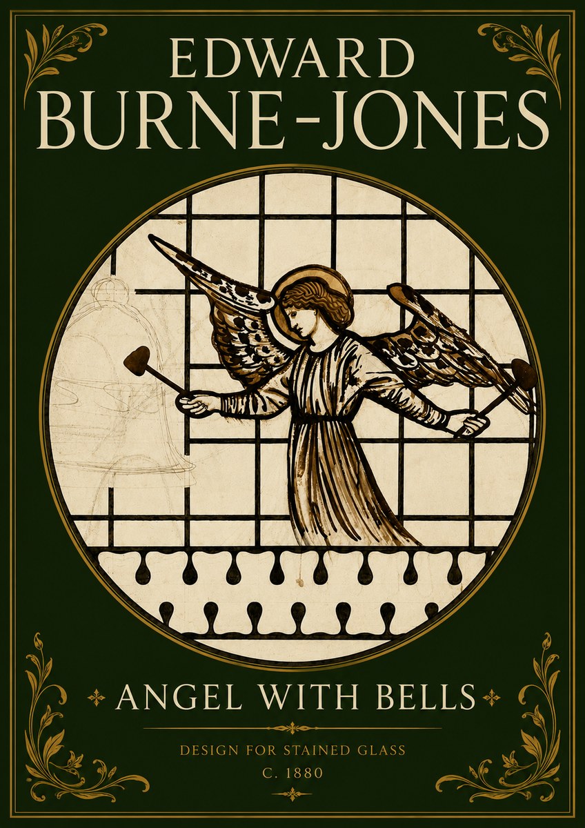 Edward Burne-Jones Angel with Bells (Study) No5 - Affiche