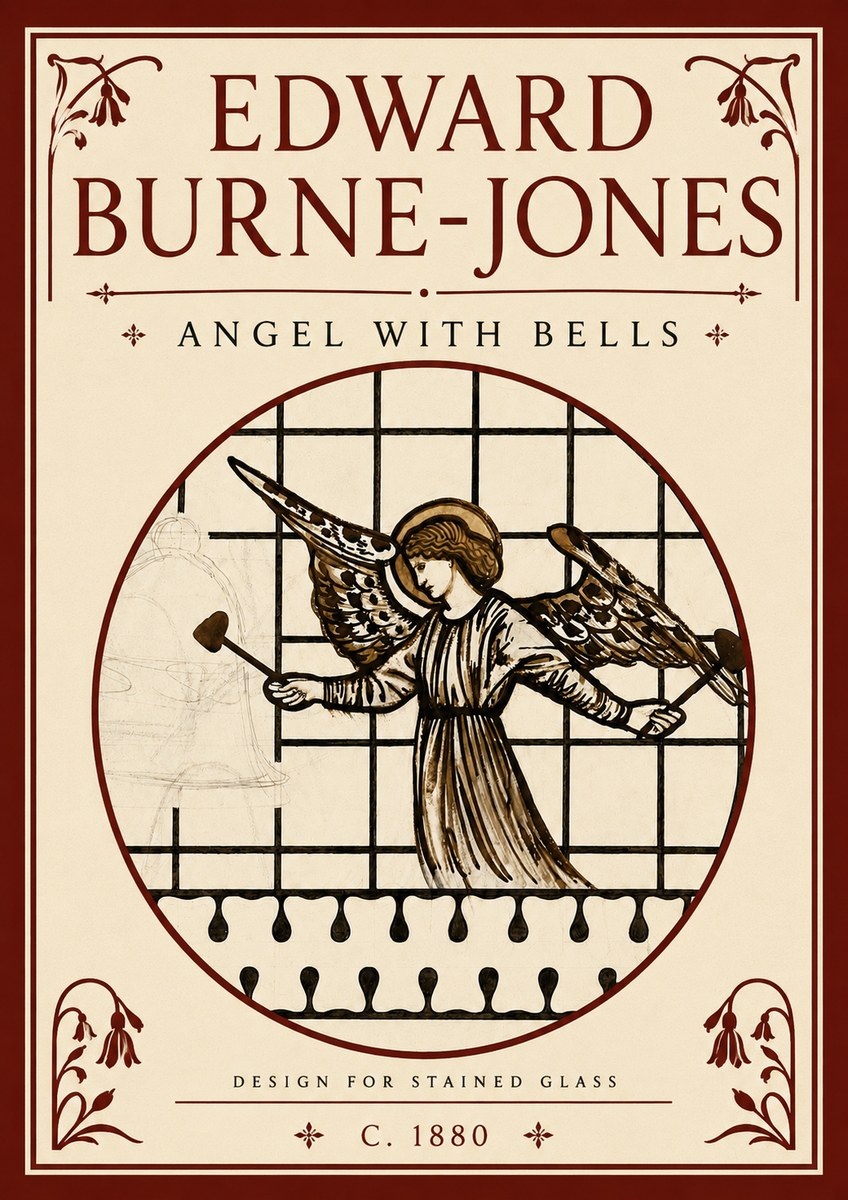 Edward Burne-Jones Angel with Bells (Study) No6 - Affiche