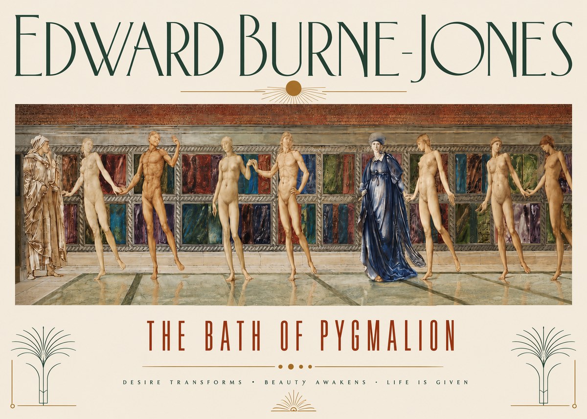 Edward Burne-Jones The Bath of Pygmalion No3 - Affiche