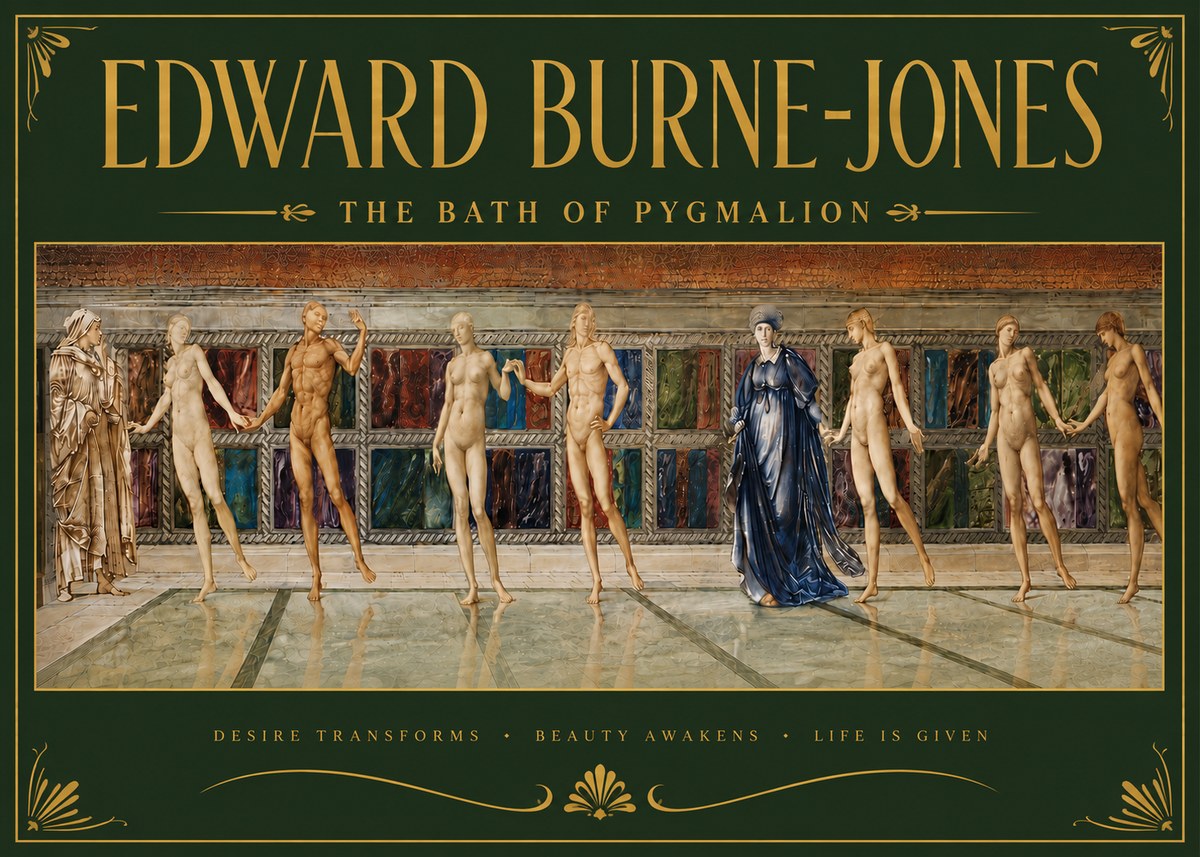Edward Burne-Jones The Bath of Pygmalion No6 - Affiche