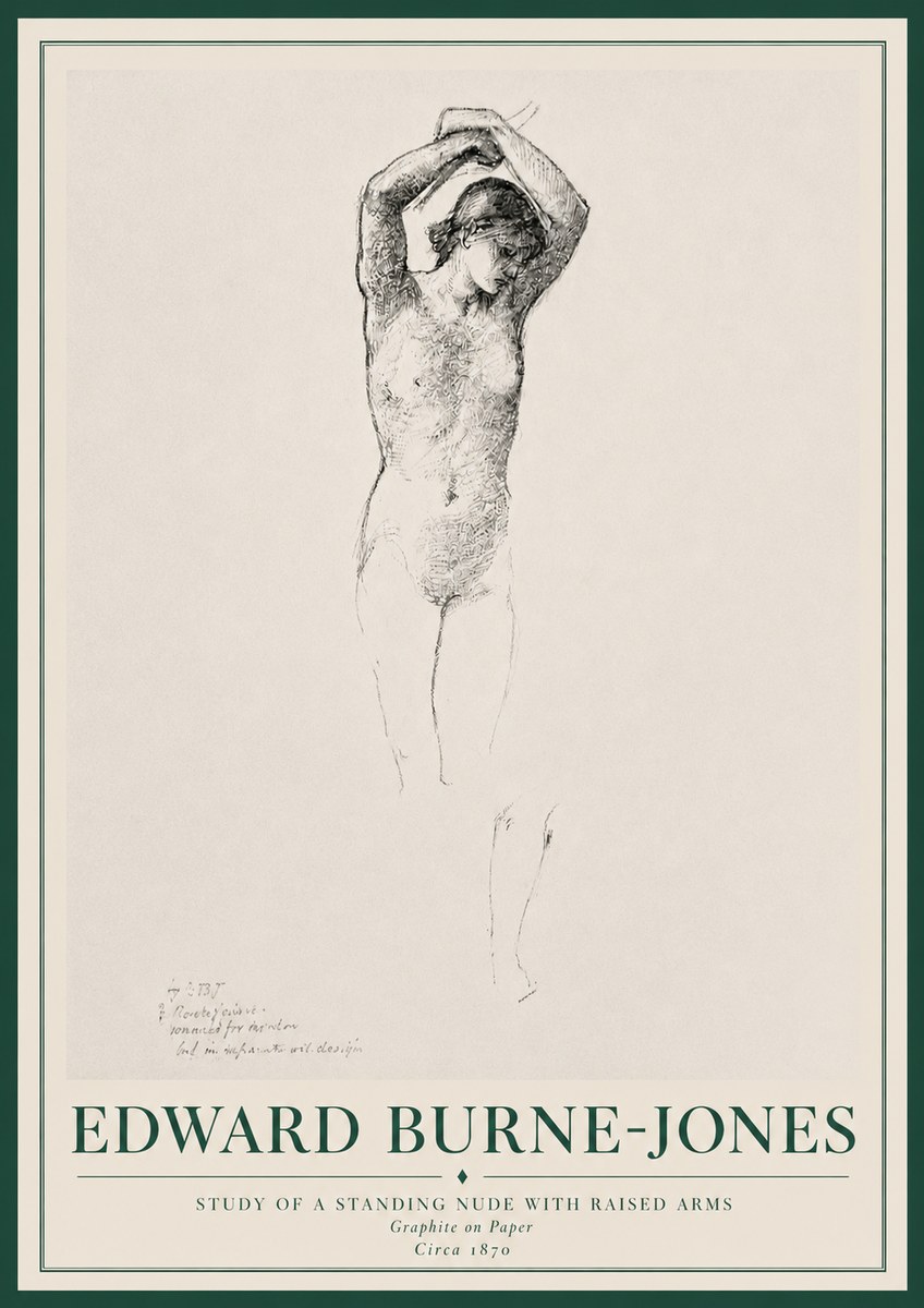 Edward Burne-Jones Standing Nude with Raised Arms (Study) No3 - Affiche