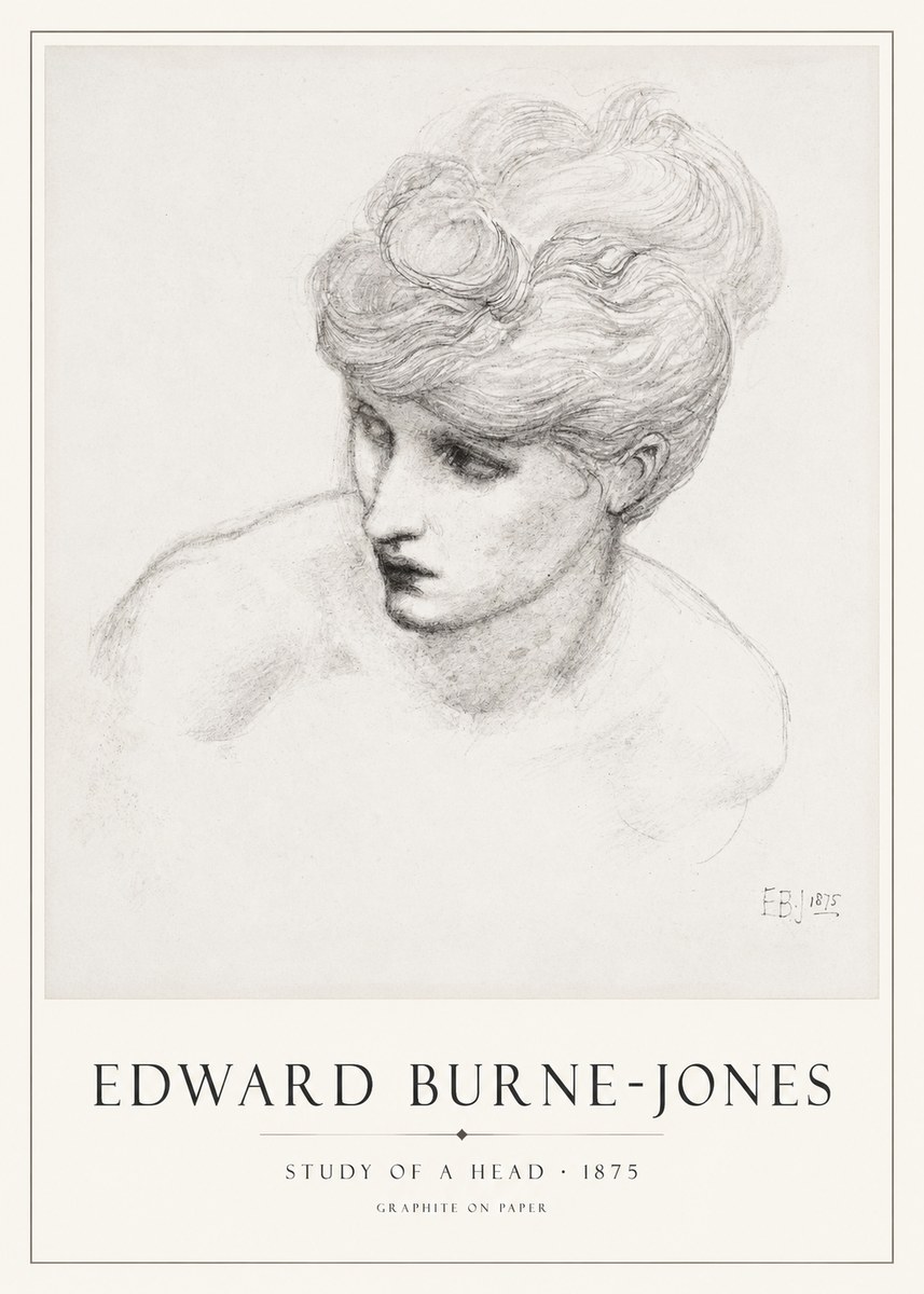 Edward Burne-Jones Study of a Head No1 - Affiche