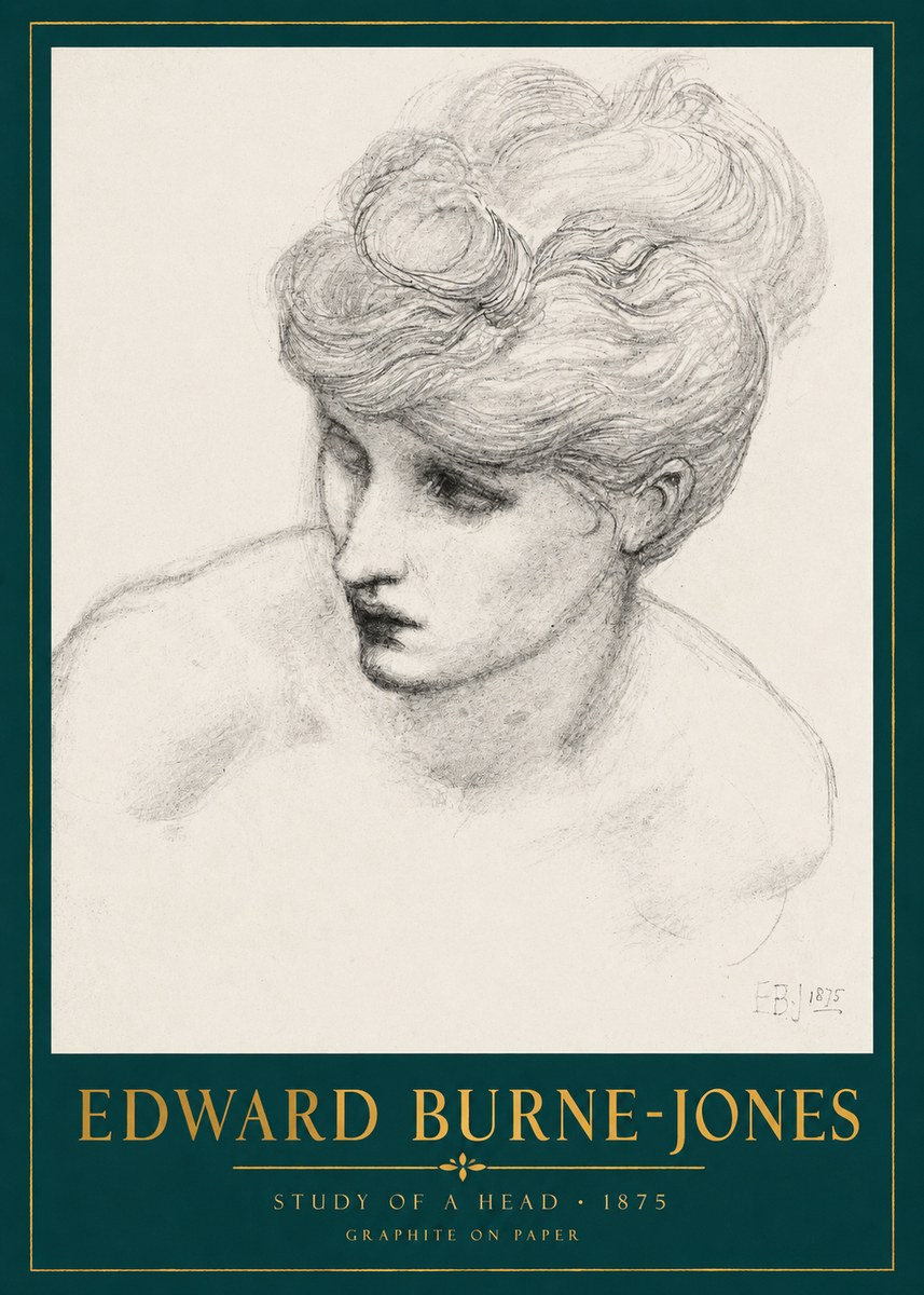 Edward Burne-Jones Study of a Head No2 - Affiche