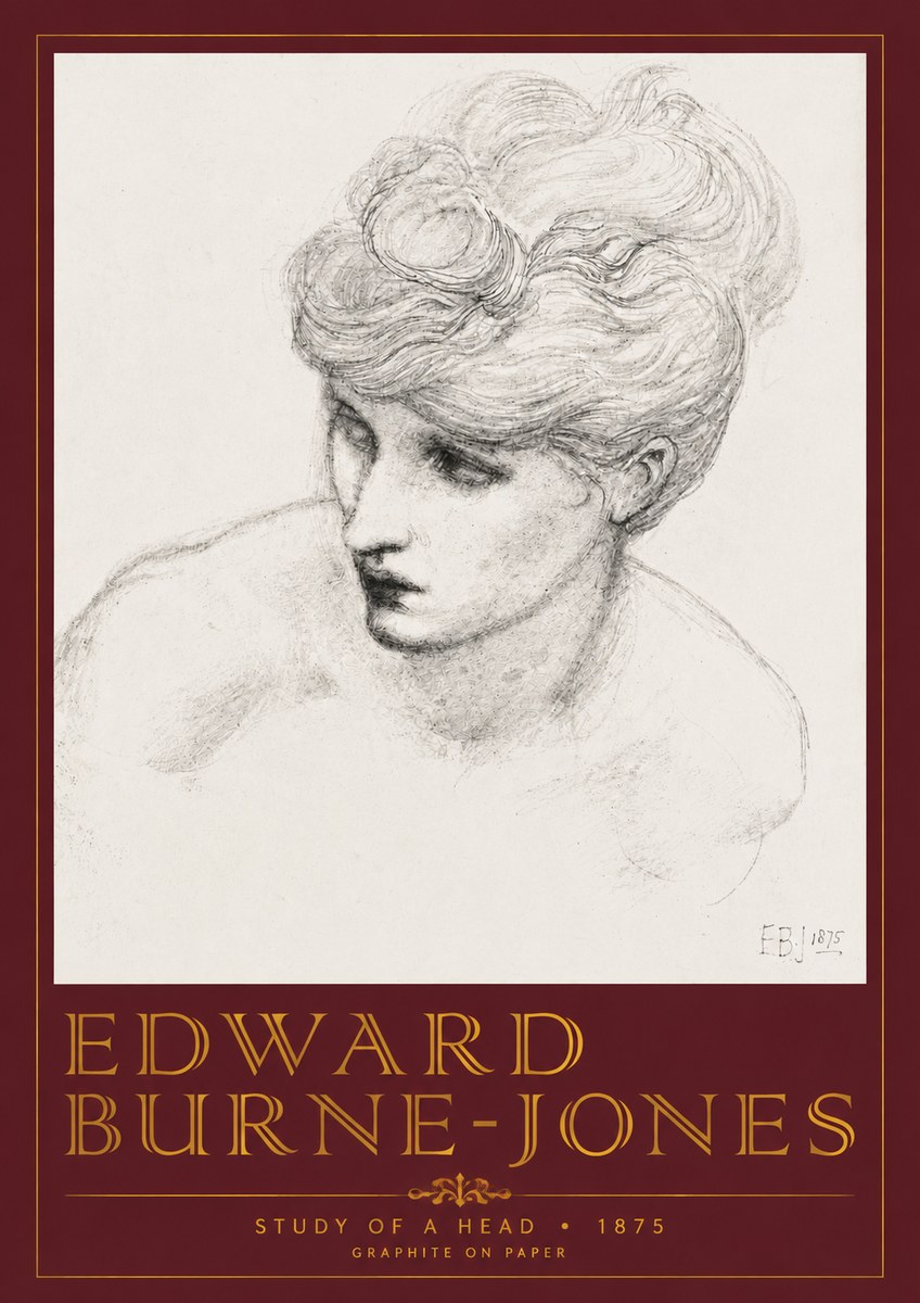 Edward Burne-Jones Study of a Head No4 - Affiche