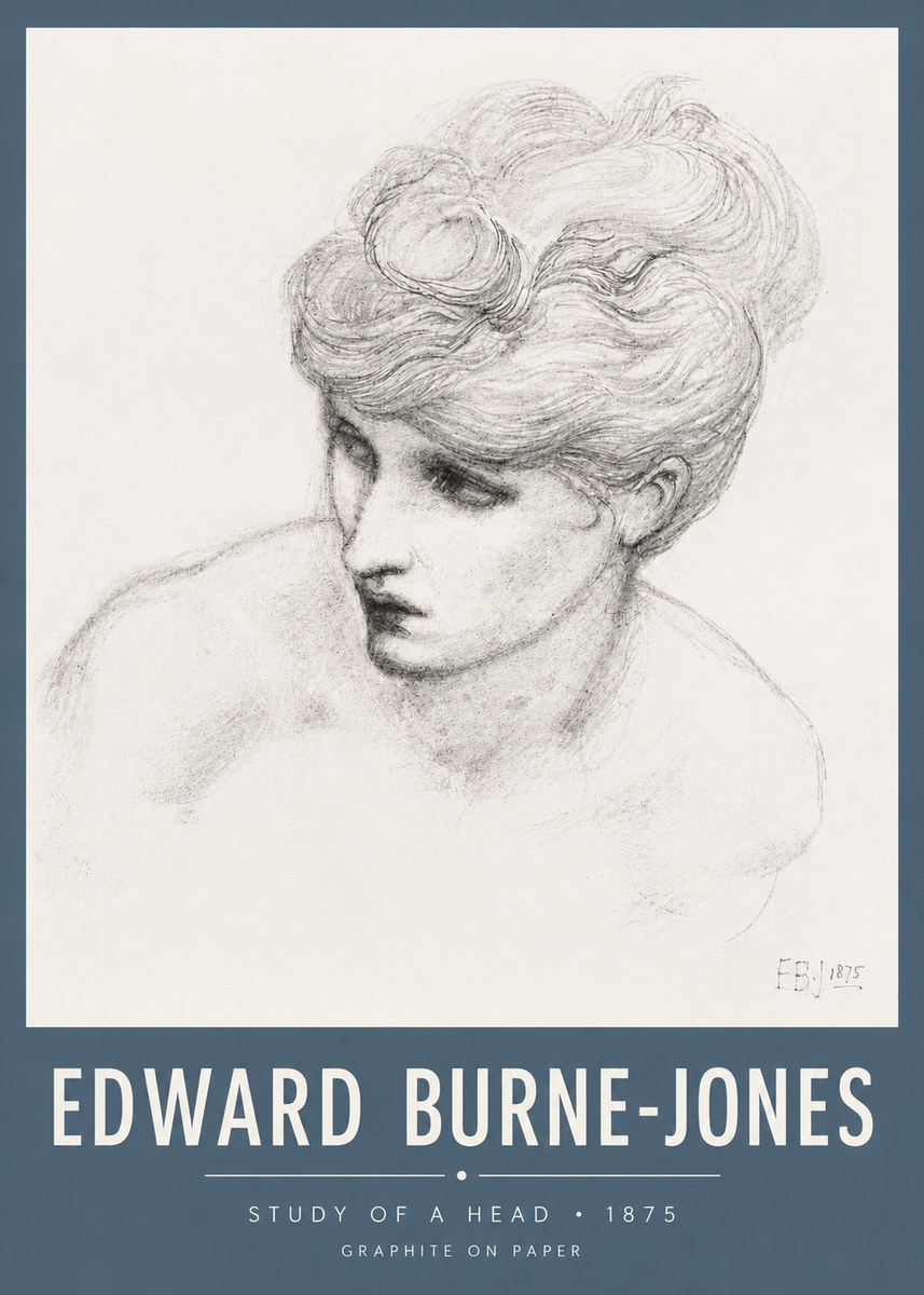 Edward Burne-Jones Study of a Head No5 - Affiche