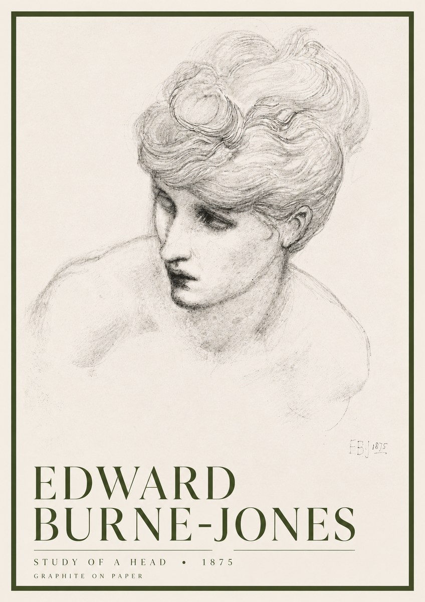 Edward Burne-Jones Study of a Head No6 - Affiche